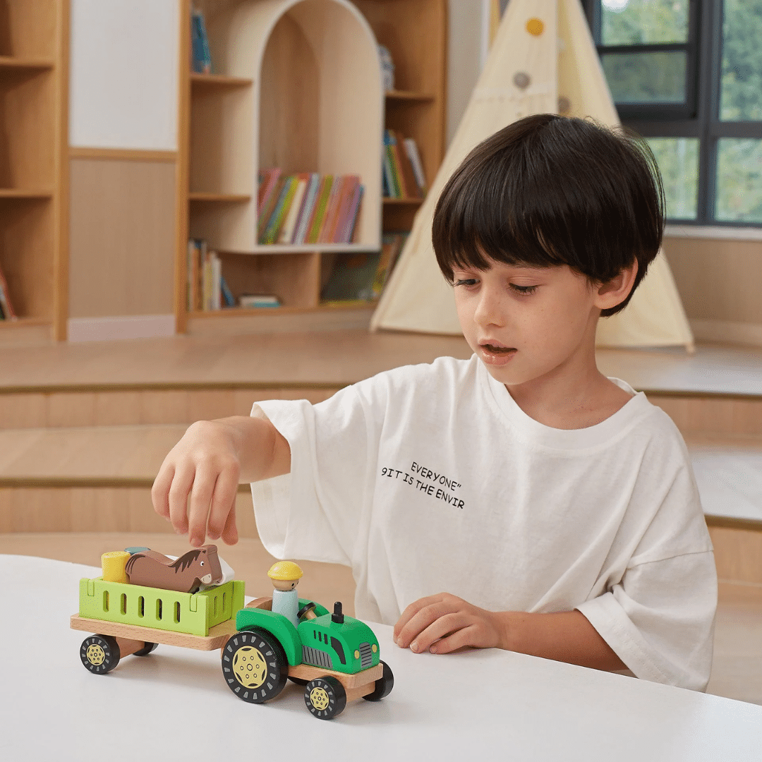 Viga Wooden Farm & Tractor Set