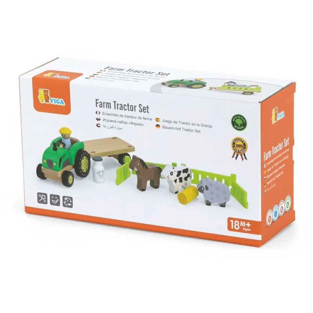 Viga Wooden Farm & Tractor Set