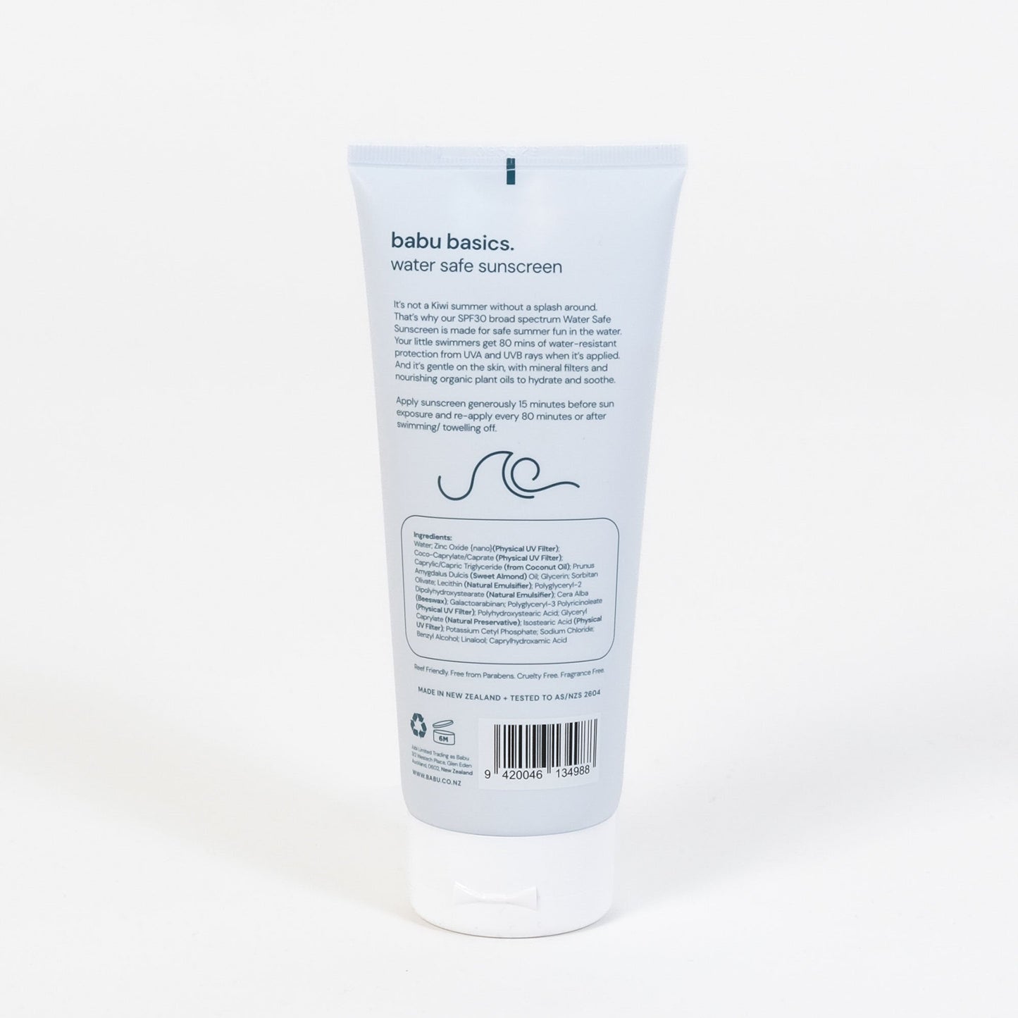 Babu Basics sunscreen tube on a white background