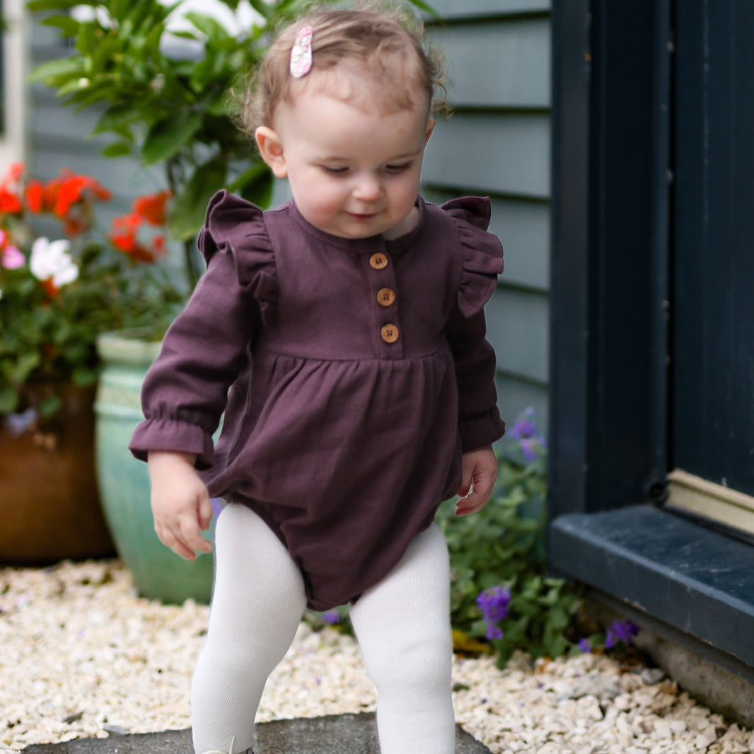 Burrow & Be Hazel Romper - Herringbone Plum