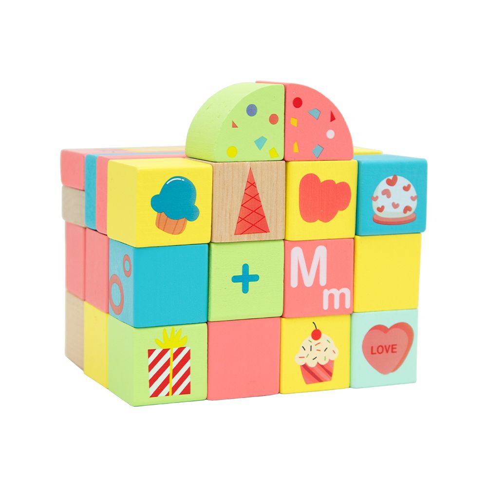 Classic World Wooden Sweet Cube Blocks - 68pcs