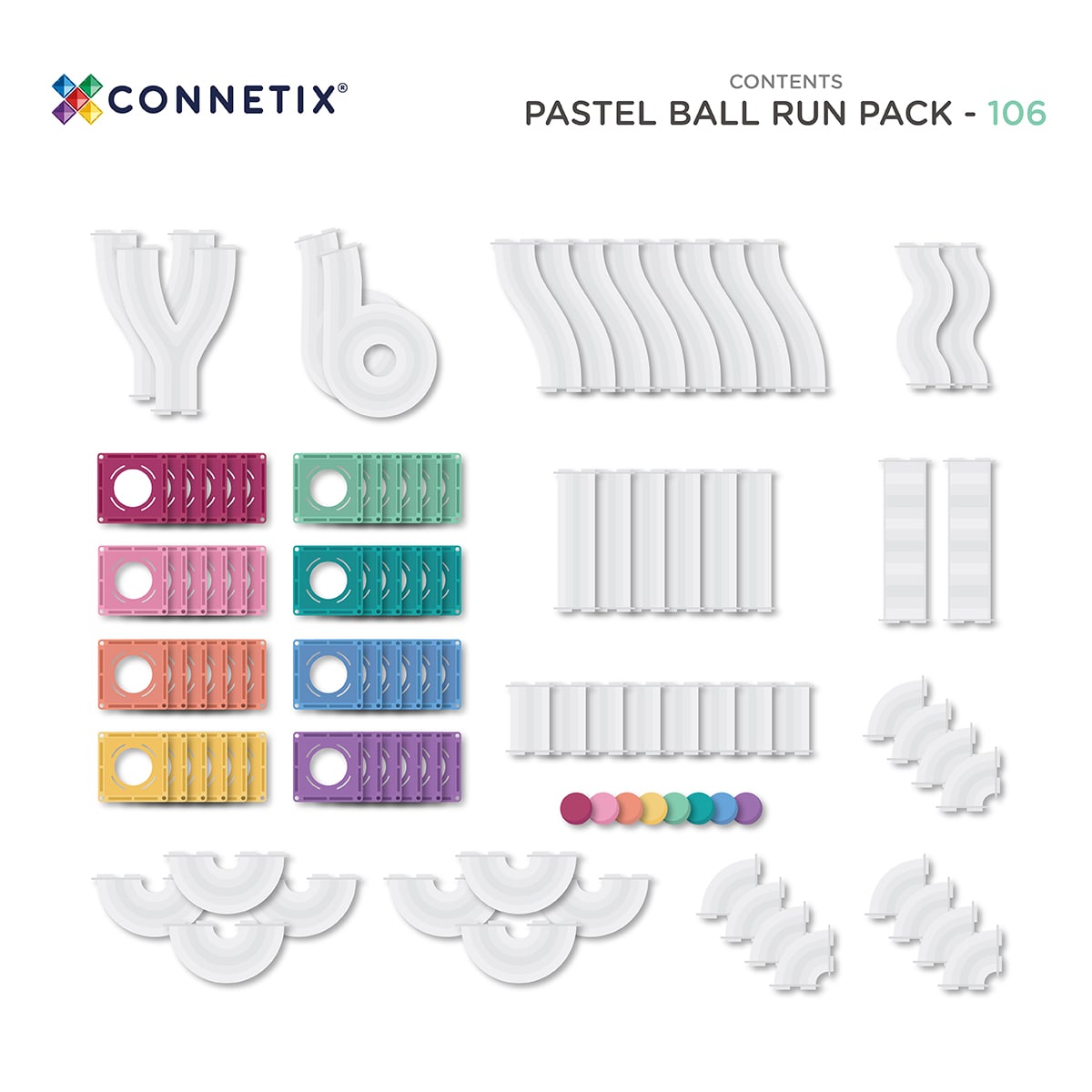 Connetix Pastel Ball Run Pack 106 pieces