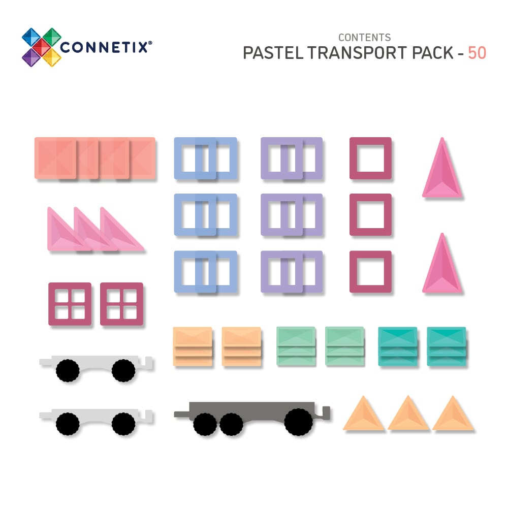 Connetix Pastel Transport Pack 50 pieces