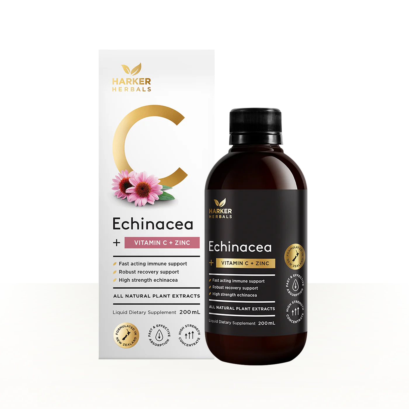 Harker Herbs Echinacea supplement bottle and packaging on a white background