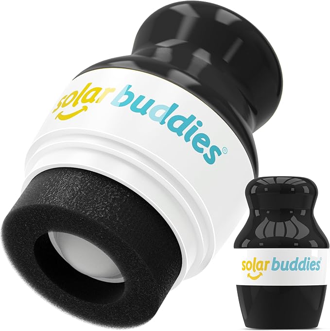 Black and white solar buddies product on a white background