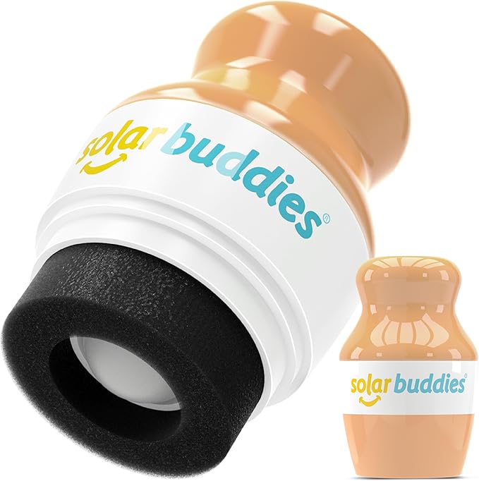Spherical product with 'solar buddies' branding on a white background