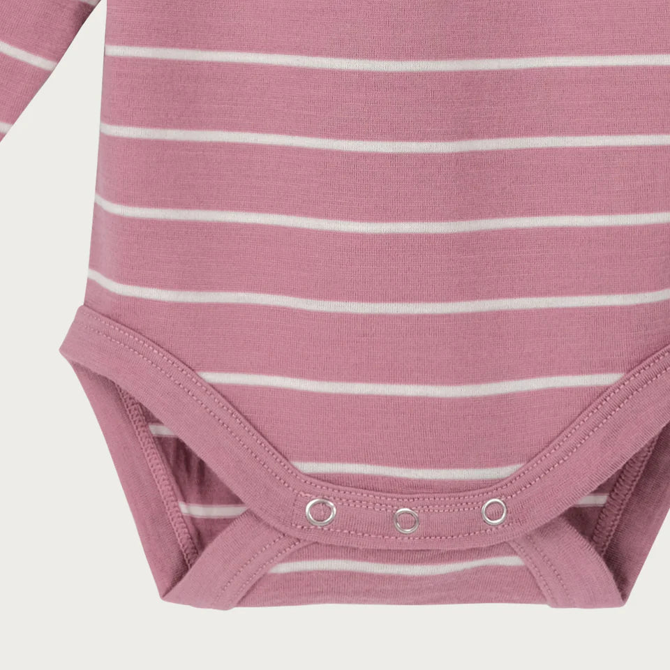 BaBu Merino Long Sleeve Bodysuit - Blossom Stripe