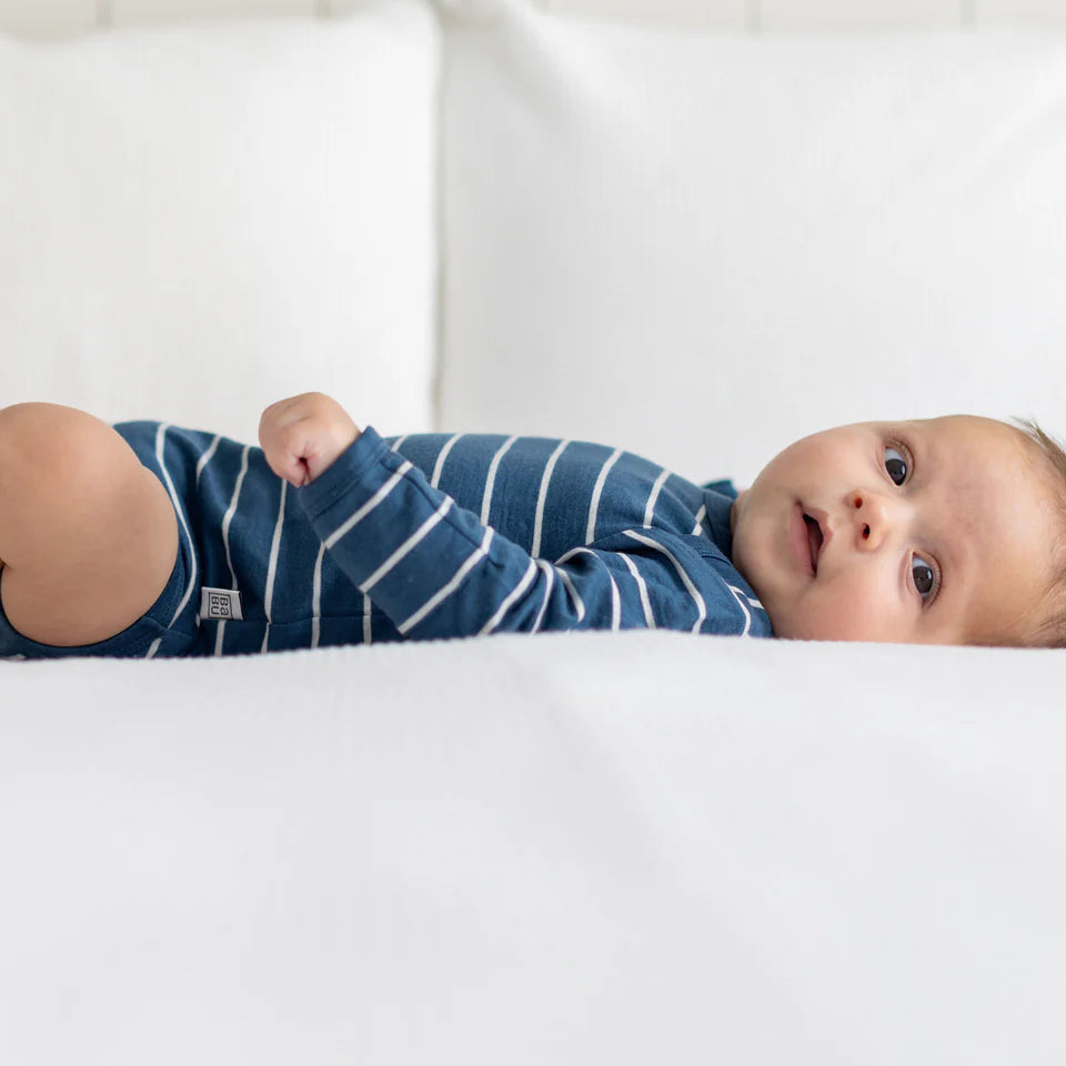 BaBu Merino Long Sleeve Bodysuit - Denim Stripe