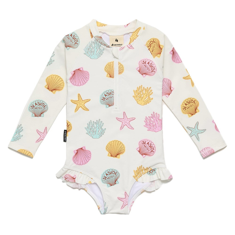 Crywolf Long Sleeve Swimsuit - Shell