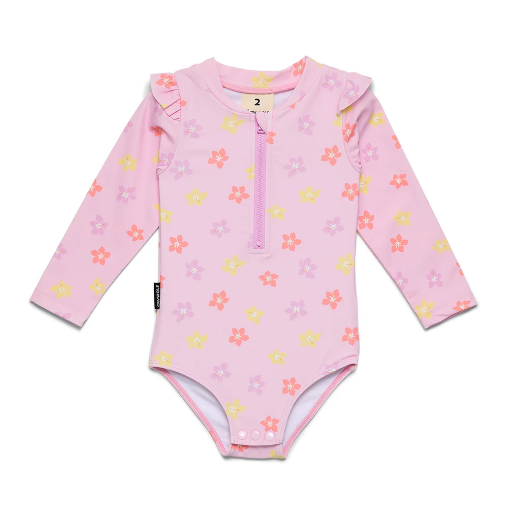 Crywolf Baby Long Sleeve Swimsuit - Hibiscus Bloom