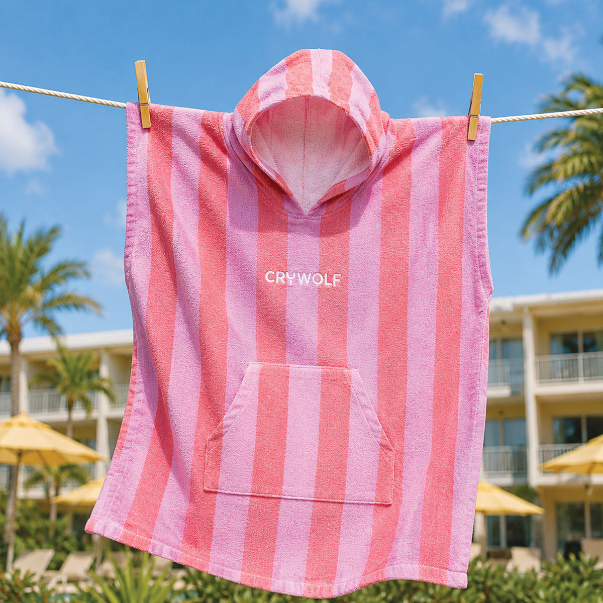 Crywolf Hooded Towel - Flamingo Stripe