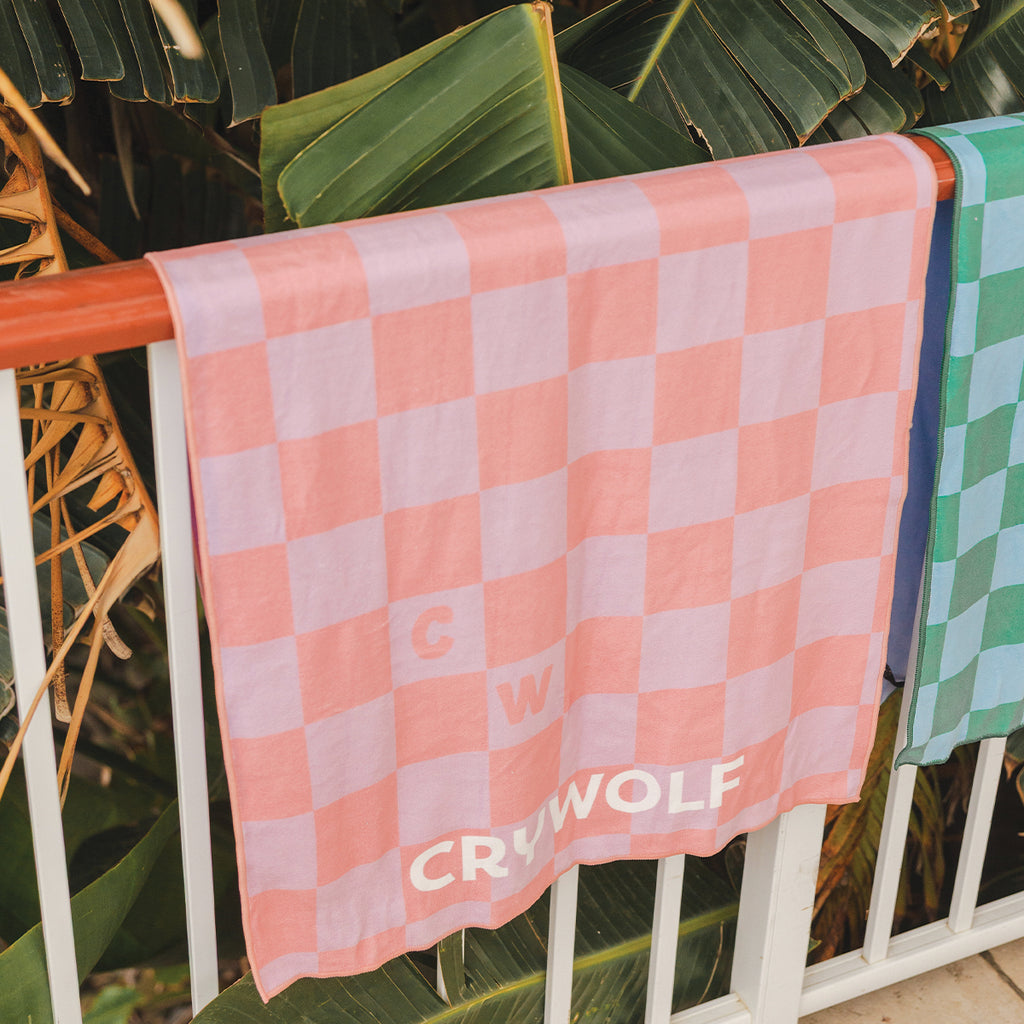 Crywolf Rapid Dry Towel - Flamingo Check
