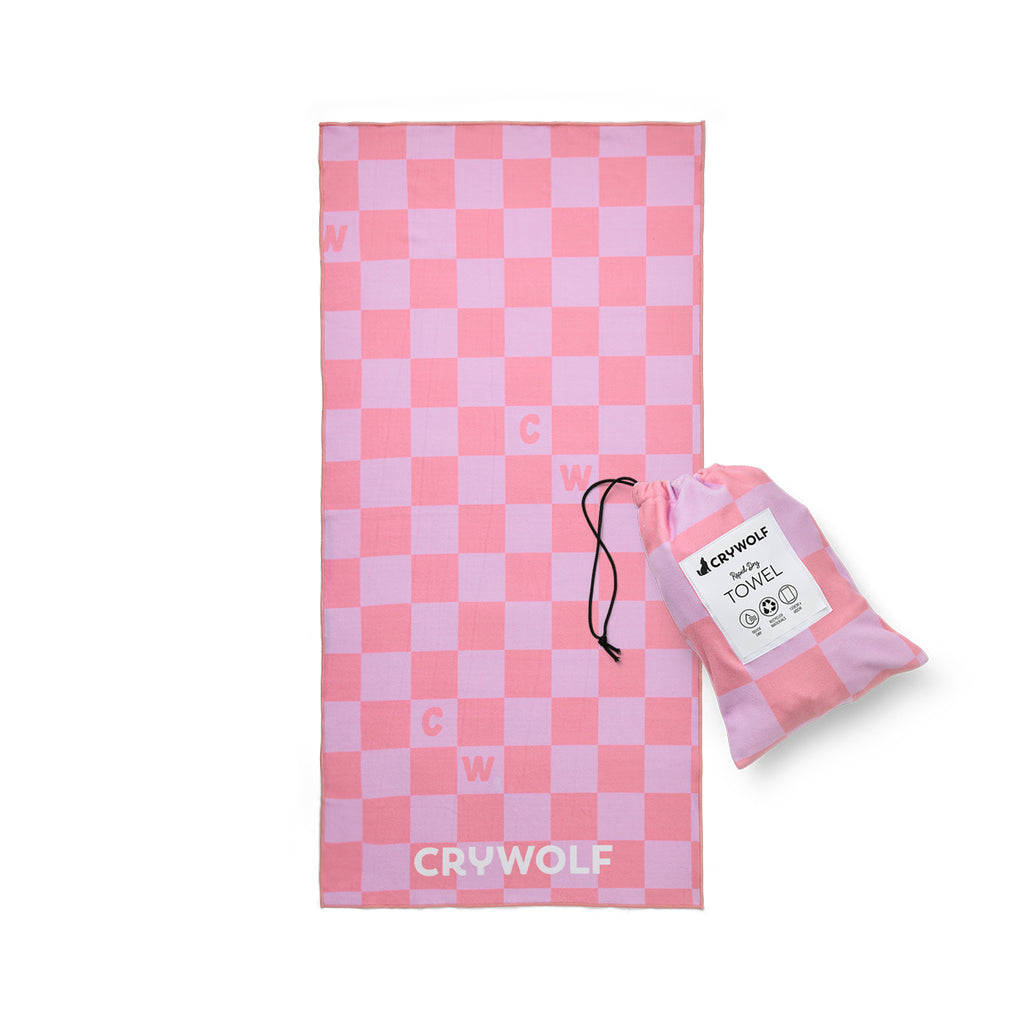 Crywolf Rapid Dry Towel - Flamingo Check