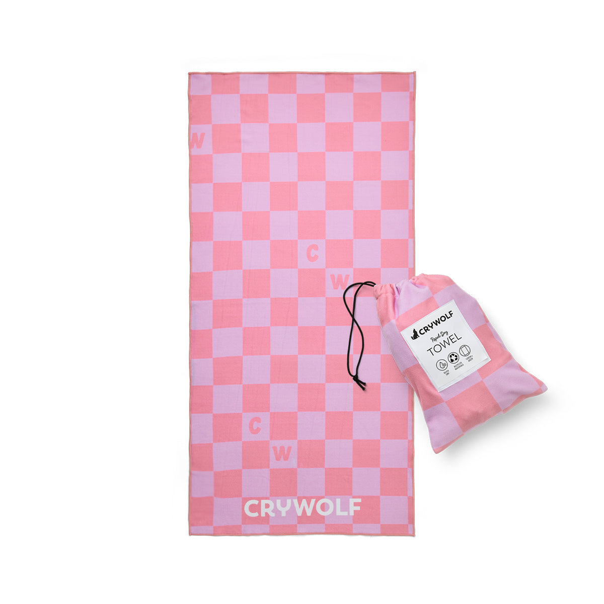 Crywolf Rapid Dry Towel - Flamingo Check