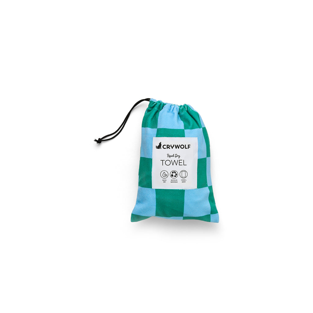 Crywolf Rapid Dry Towel - Sea Green Check