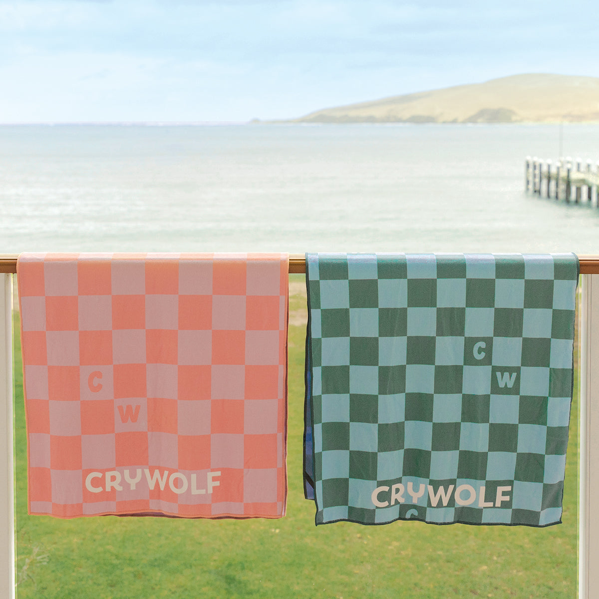 Crywolf Rapid Dry Towel - Sea Green Check