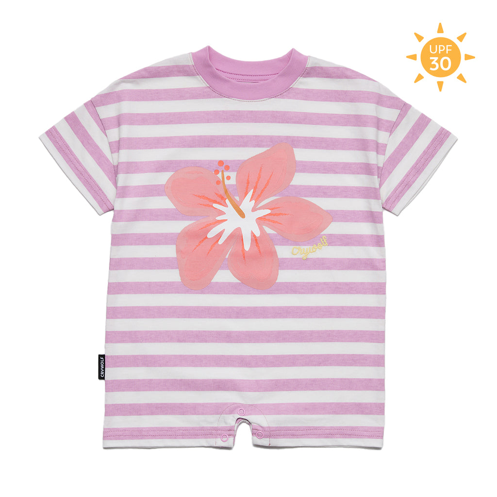 Crywolf Sun Smart Romper - Hibiscus Stripe