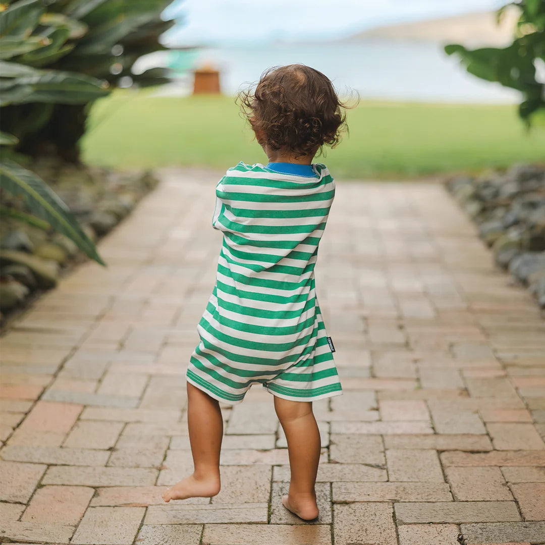 Crywolf Sun Smart Romper - Sea Green Stripe