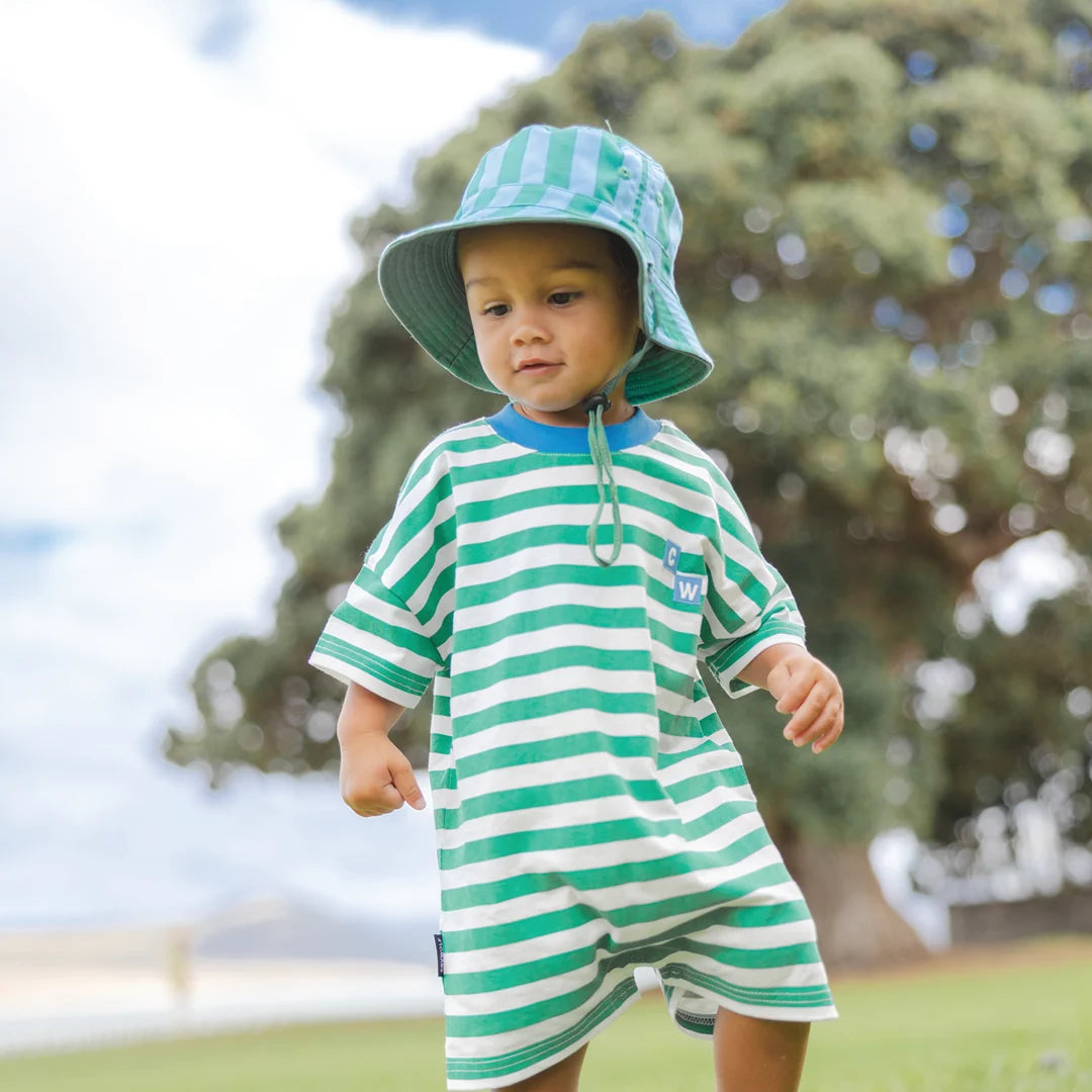Crywolf Sun Smart Romper - Sea Green Stripe