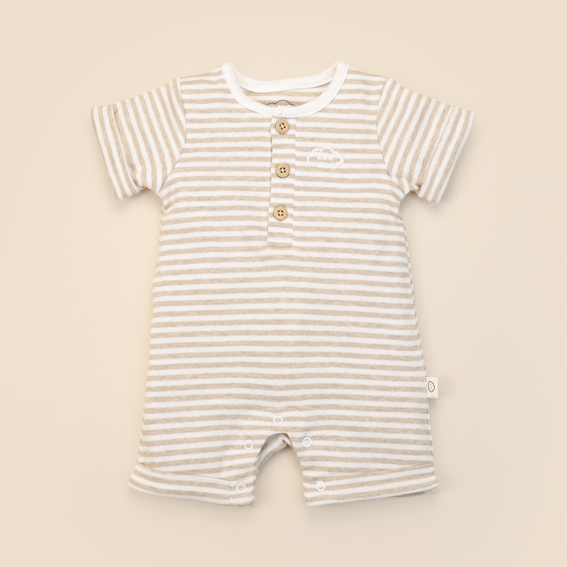 Lummi in Colour Organic Cotton Romper - Oat Stripe