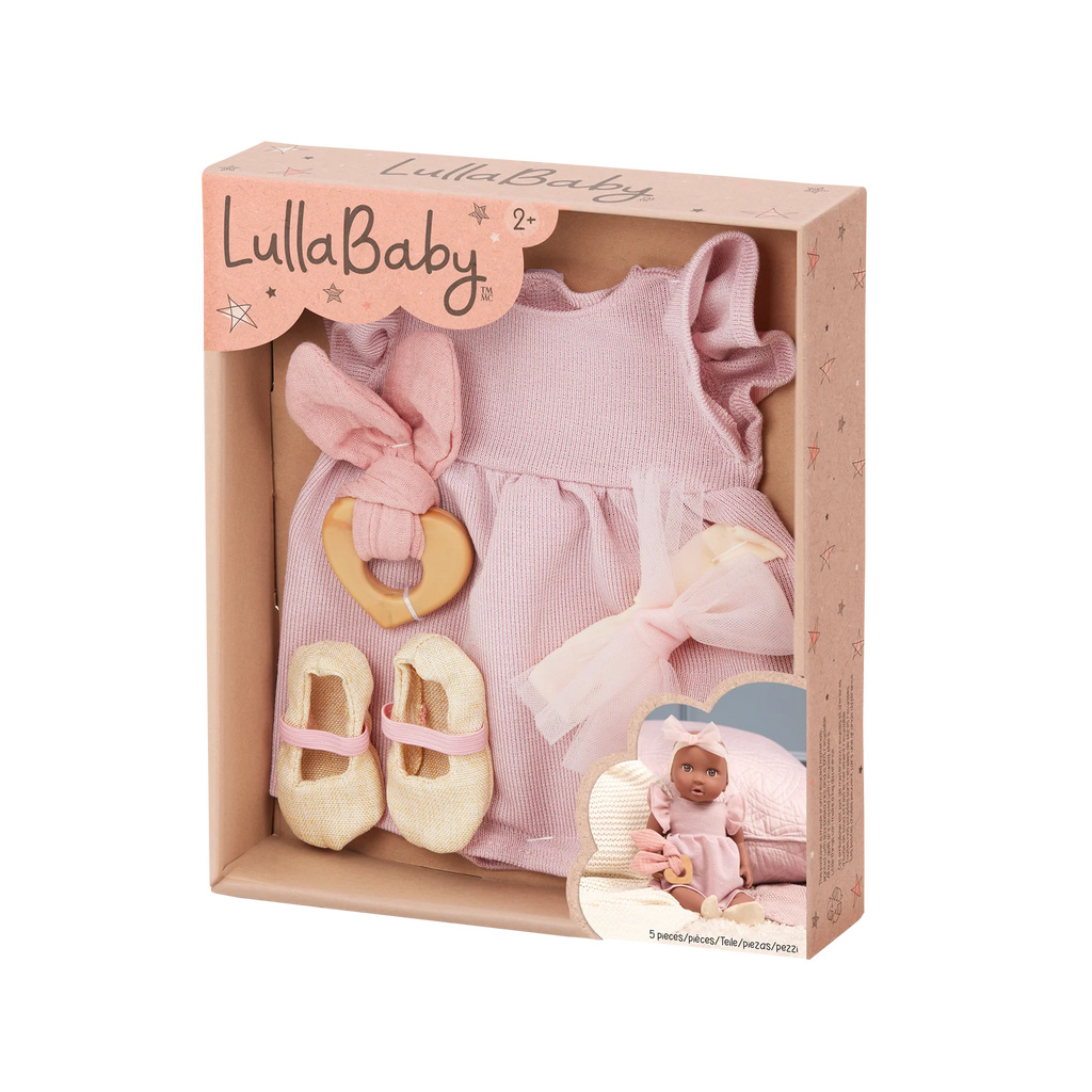 LullaBaby 14" Doll - Pink Dress Clothing Set