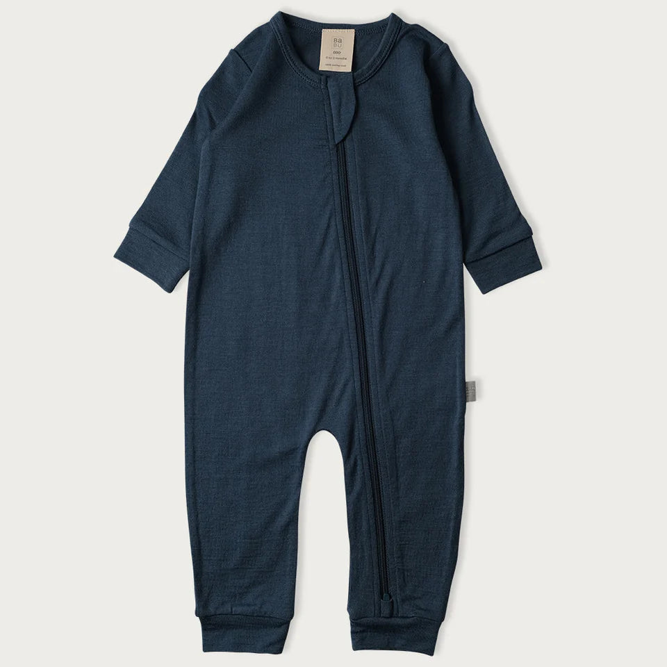 BaBu Merino Footless Onesie - Denim
