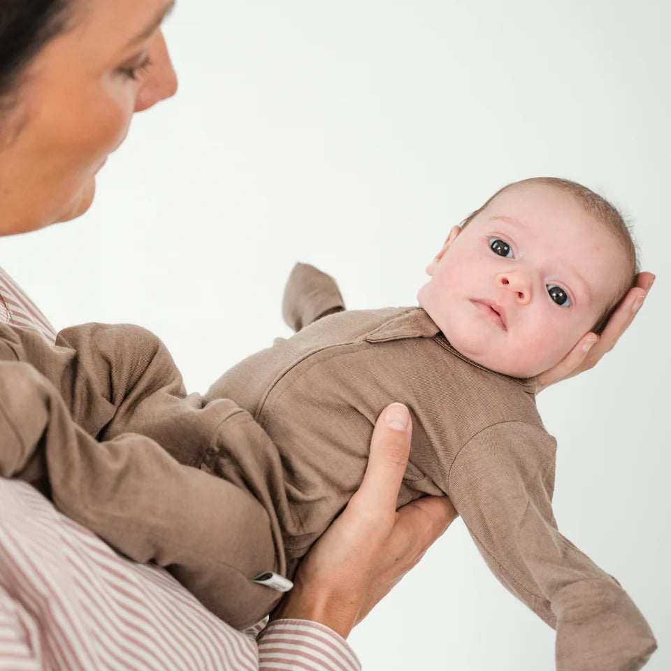 BaBu Merino Footless Onesie - Walnut