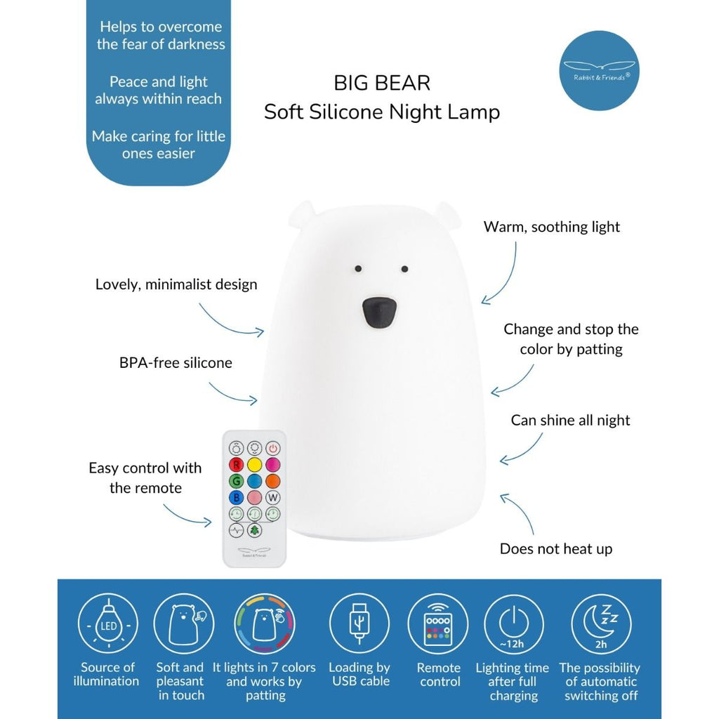 Big Bear Silicone Night Light with Remote Control