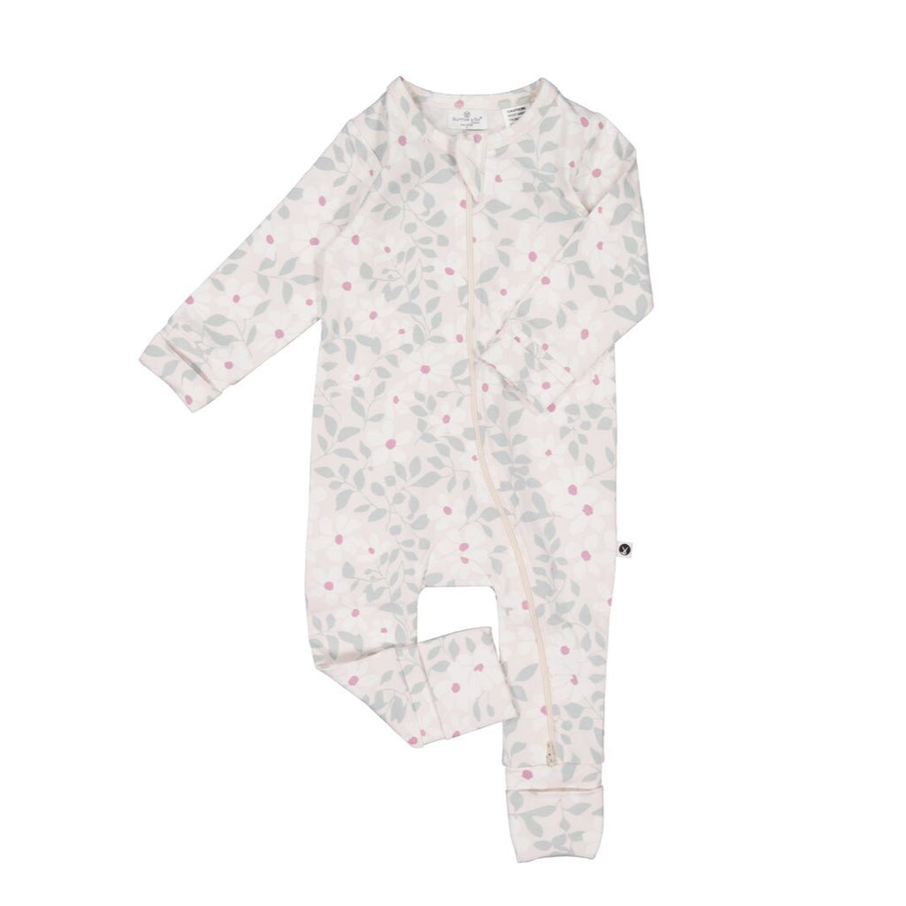 Baby onesie with a subtle pattern on a white background