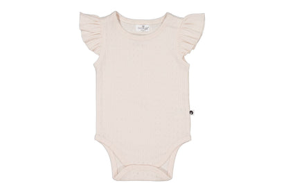 Burrow & Be Almond Blush Pointelle Flutter Bodysuit