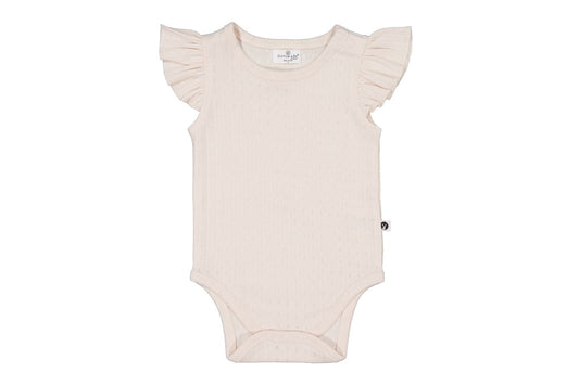 Burrow & Be Almond Blush Pointelle Flutter Bodysuit