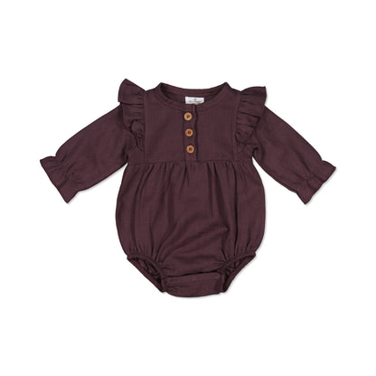 Burrow & Be Hazel Romper - Herringbone Plum