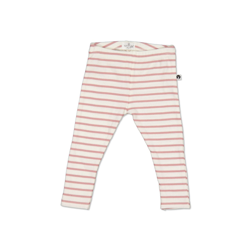 Burrow & Be Rib Leggings - Dusty Rose Stripe