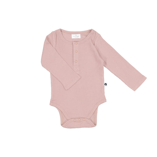 Burrow & Be Henley Rib Long Sleeve Bodysuit - Dusty Rose