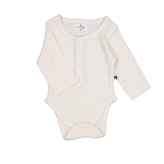 Burrow & Be Henley Rib Long Sleeve Bodysuit - Natural