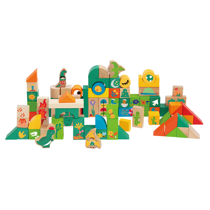 Classic World Wooden Dinosuars Building Blocks - 100pcs