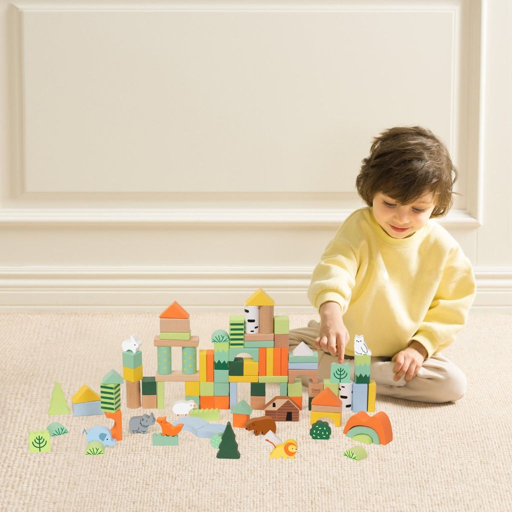 Classic World Wooden Forest Building Blocks - 100pcs