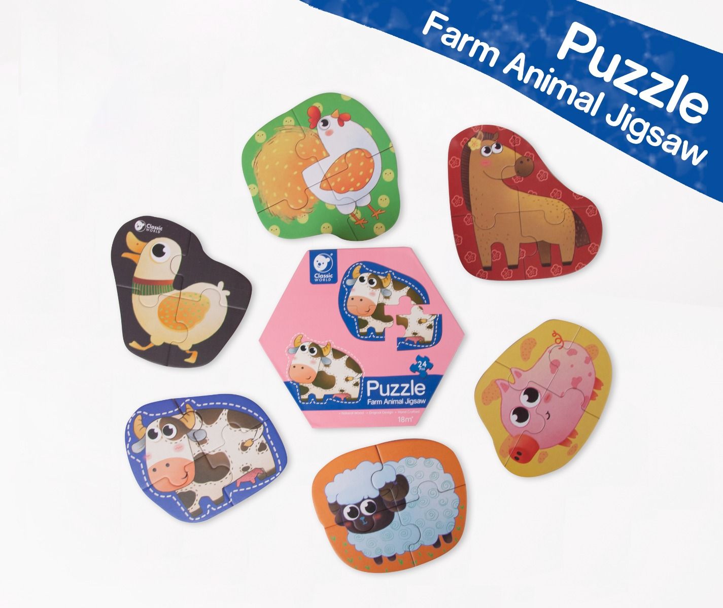Classic World 4pc Learning Puzzles