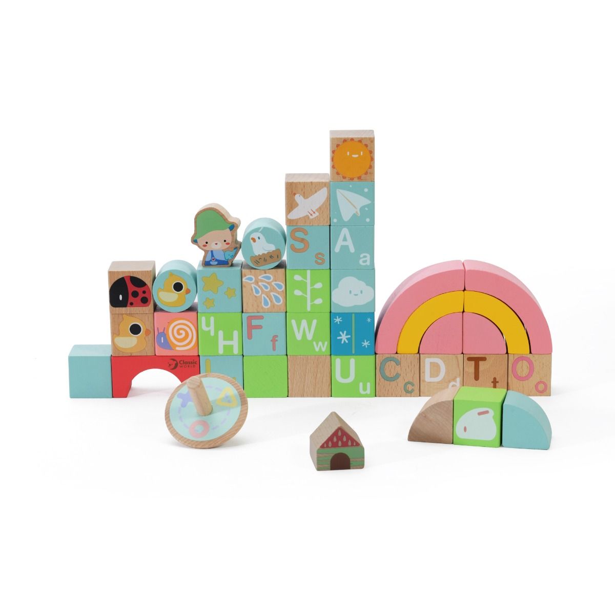 Classic World Wooden Garden Blocks - 40pcs