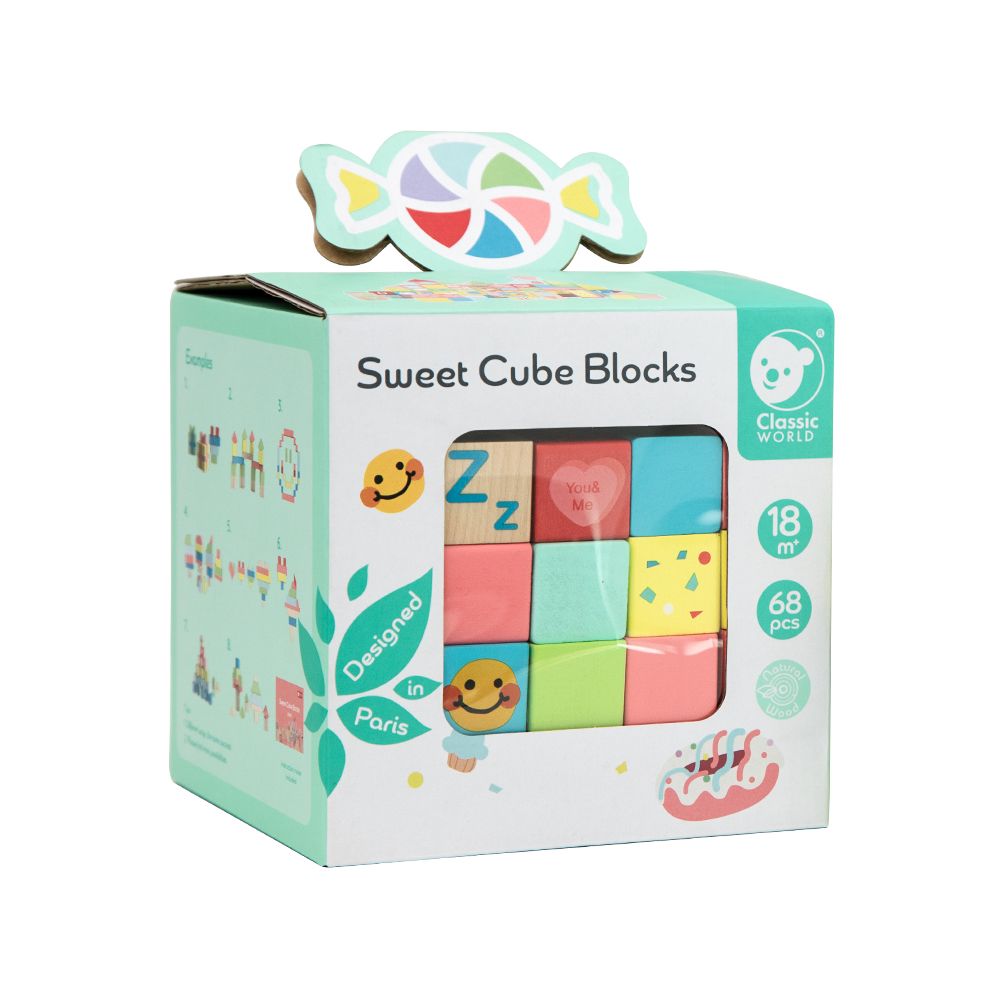 Classic World Wooden Sweet Cube Blocks - 68pcs