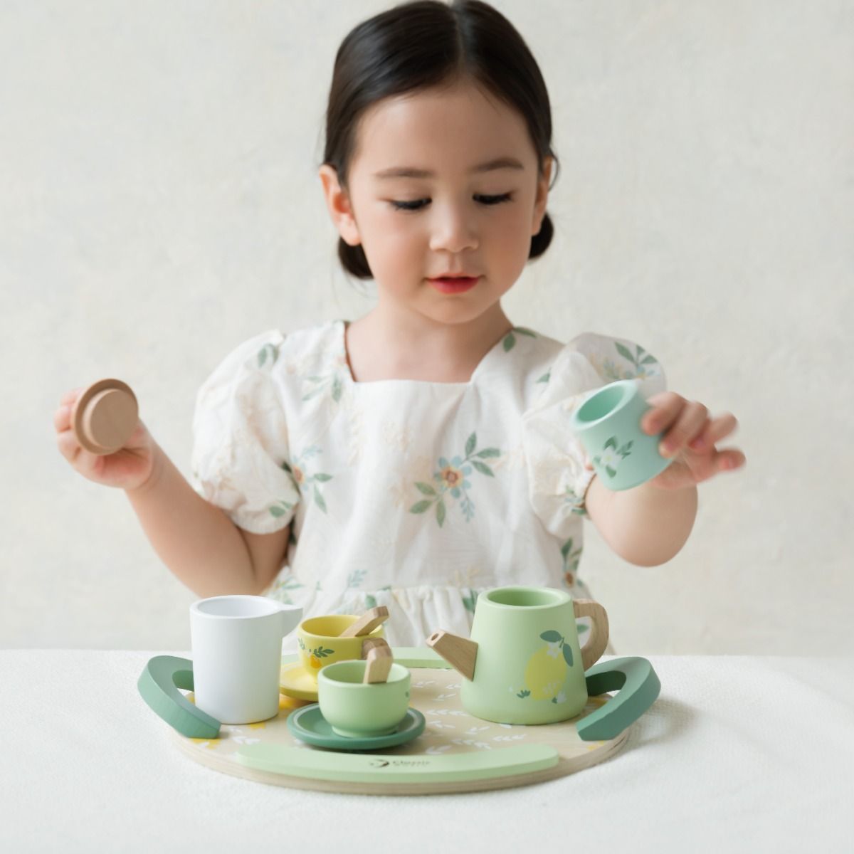 Classic World Wooden Vintage Afternoon Tea Set