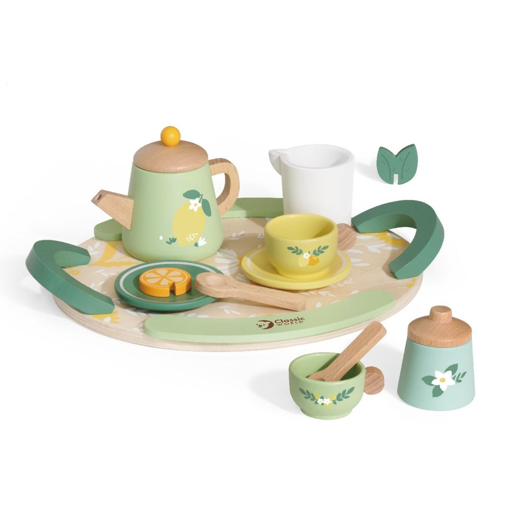 Classic World Wooden Vintage Afternoon Tea Set