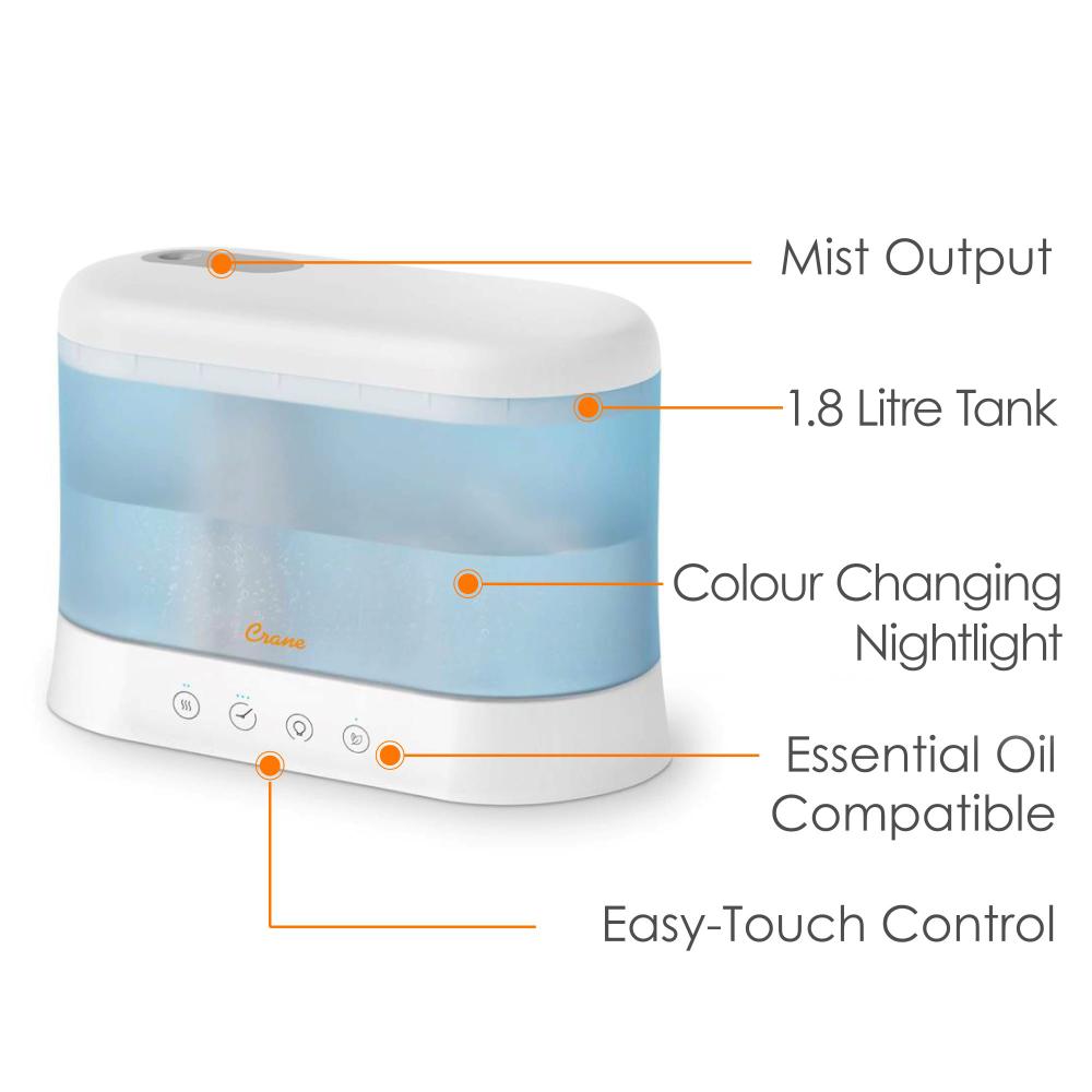 Crane Cool Mist Top Fill Humidifier - 1.8L