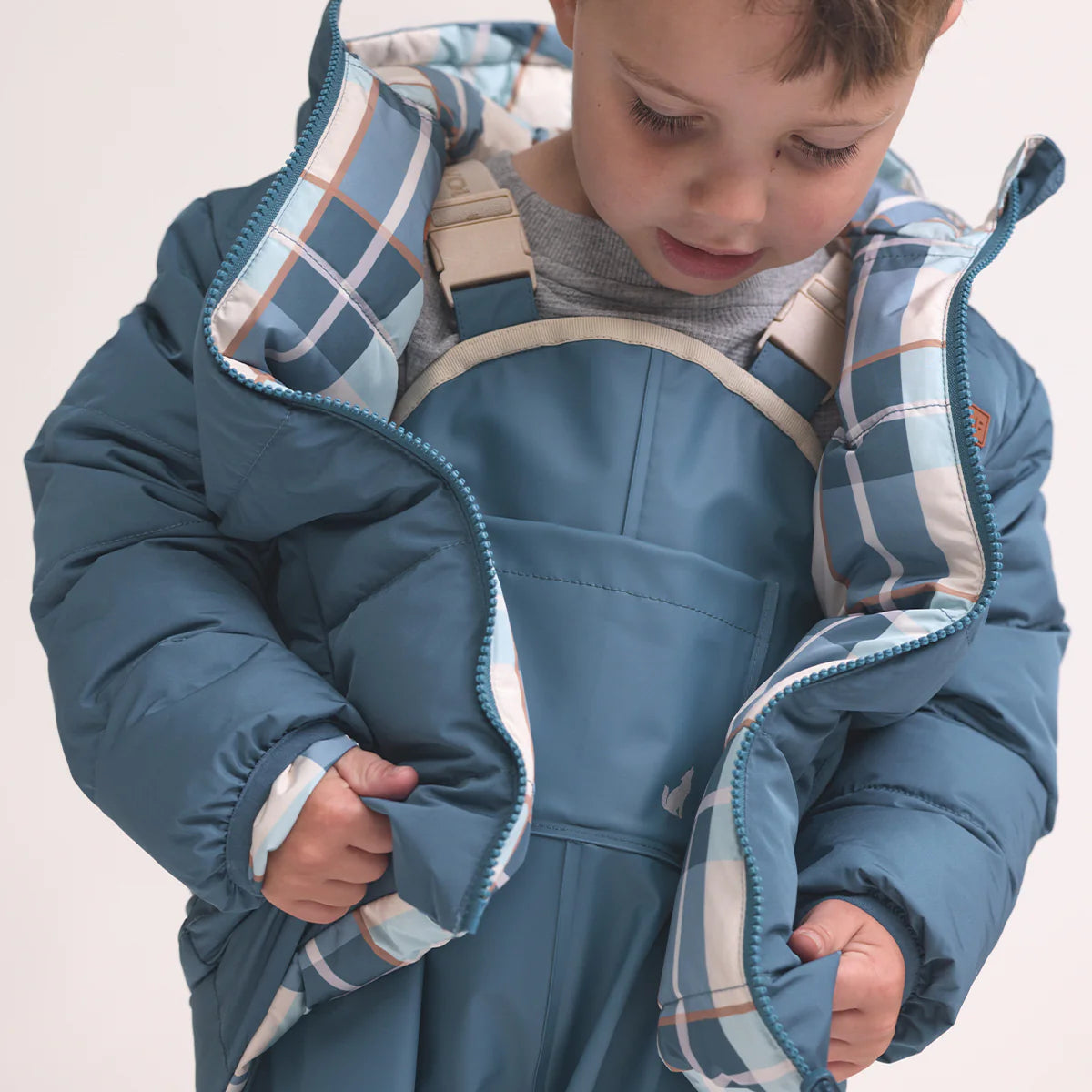 Crywolf Reversible Puffer Eco Jacket - Blue Plaid