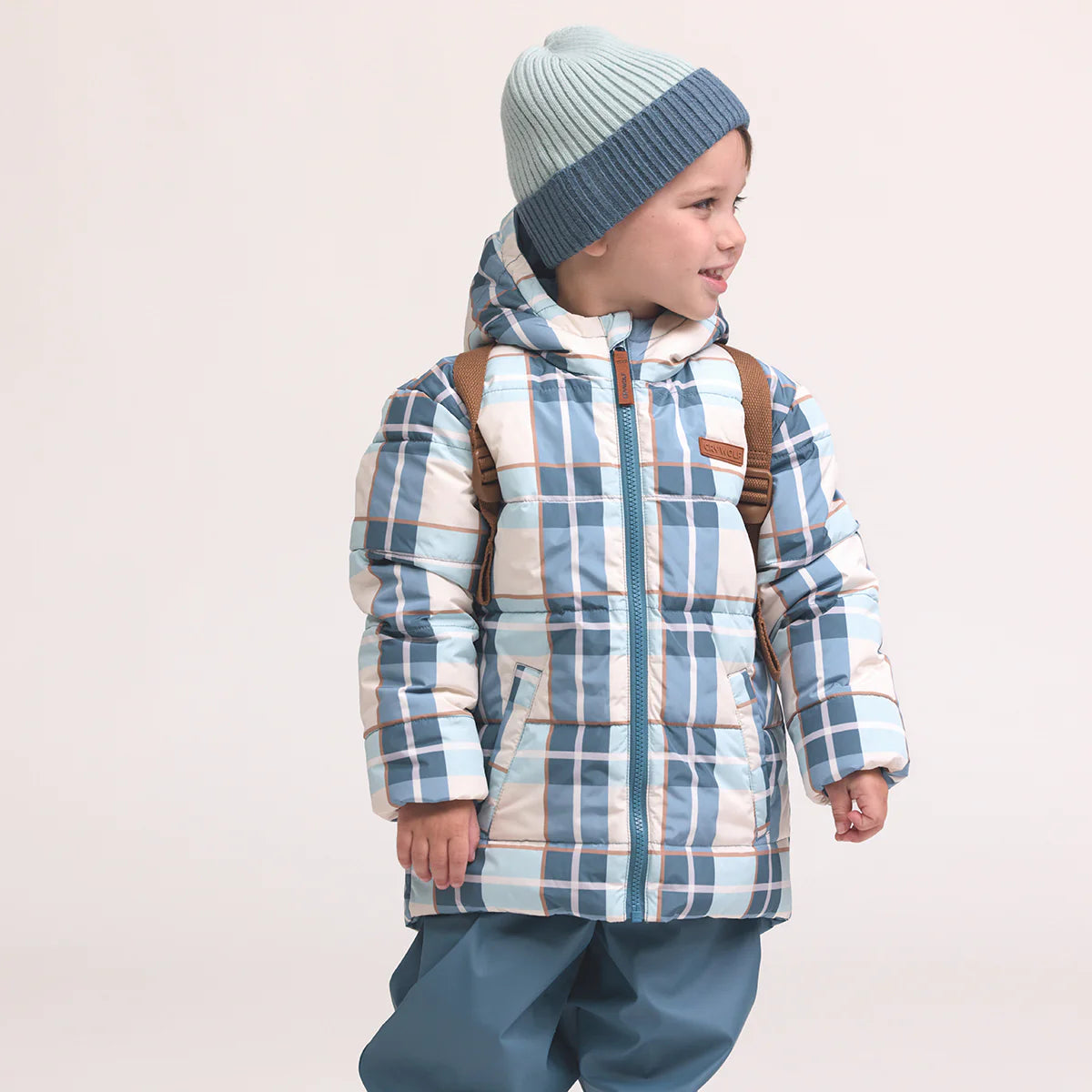 Crywolf Reversible Puffer Eco Jacket - Blue Plaid