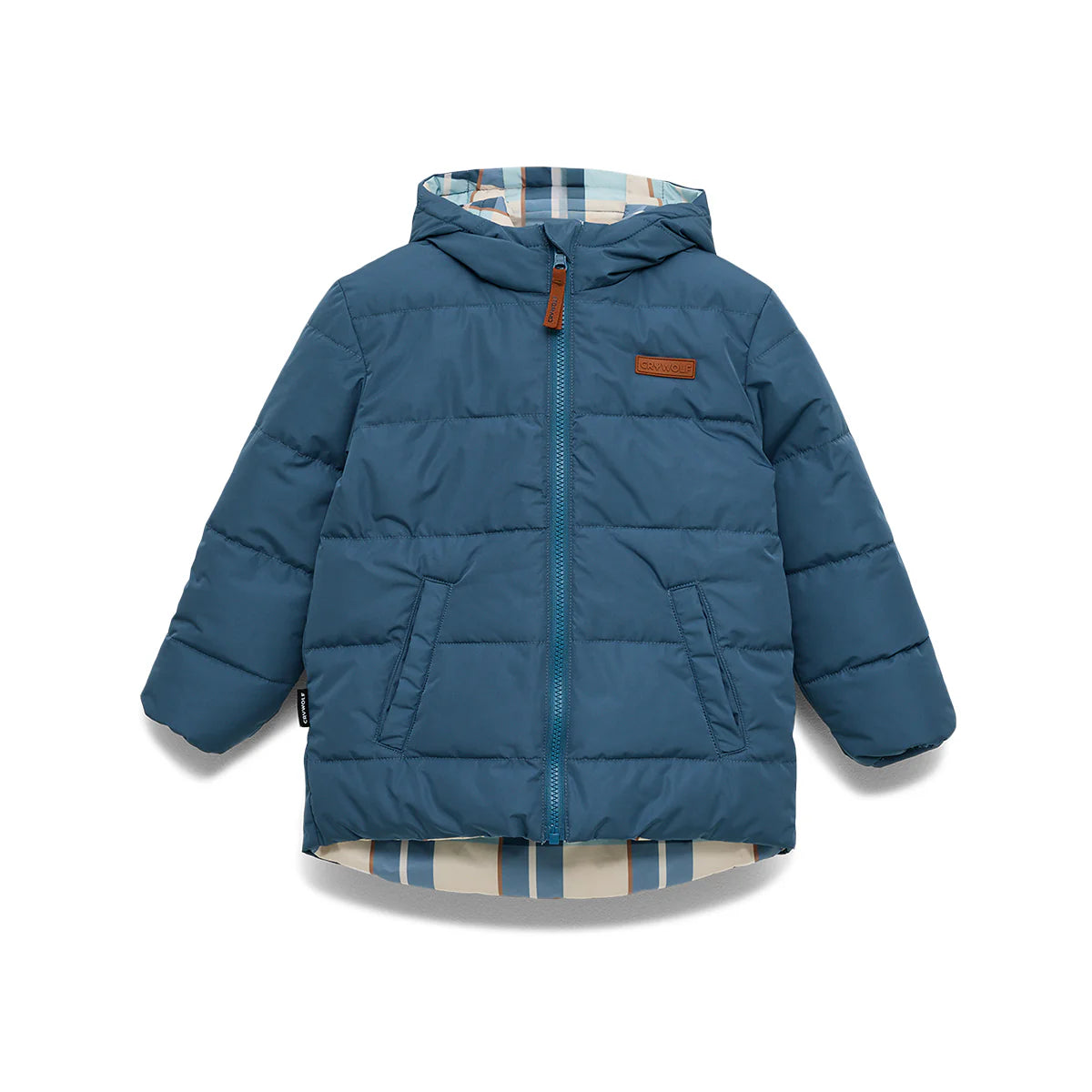 Crywolf Reversible Puffer Eco Jacket - Blue Plaid
