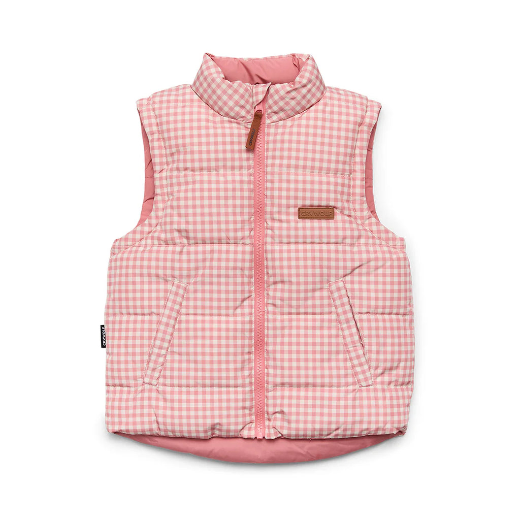 Crywolf Reversible Puffer Eco Vest - Rose Gingham