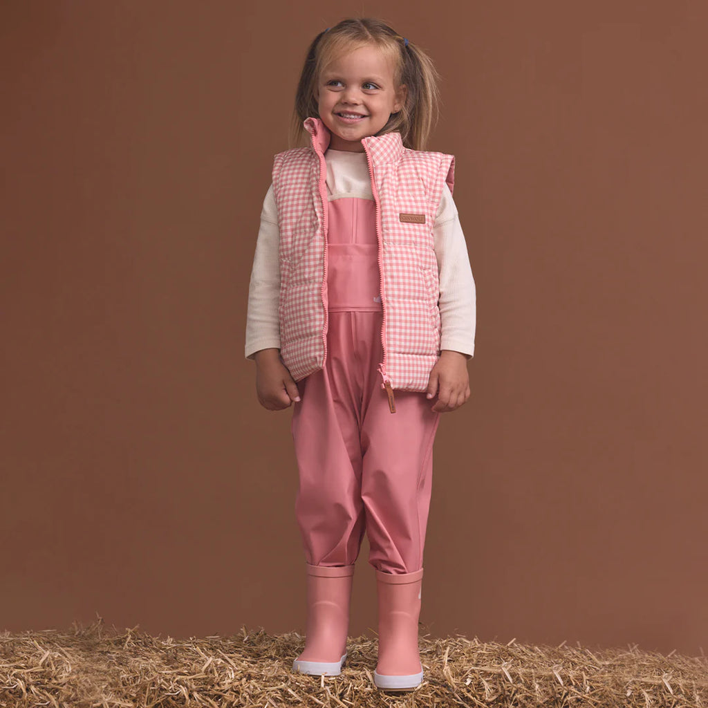 Crywolf Reversible Puffer Eco Vest - Rose Gingham