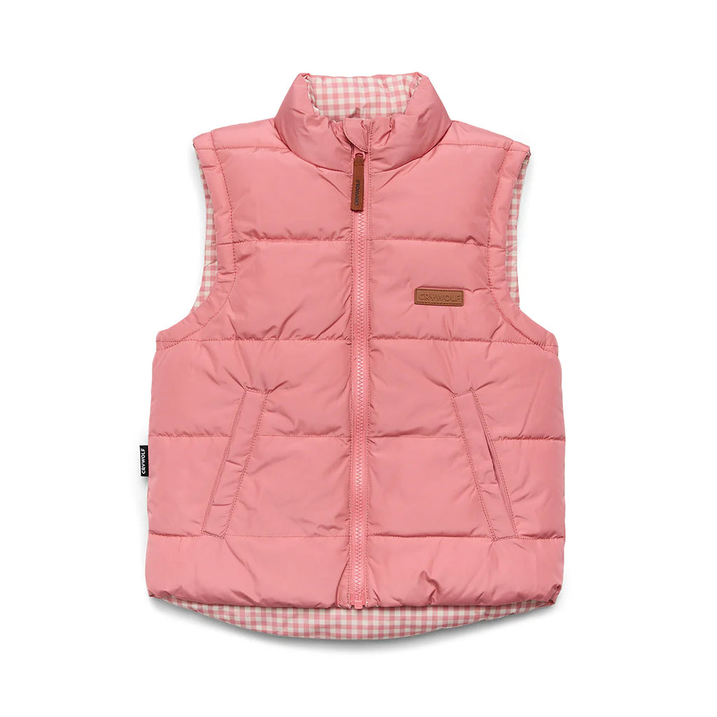 Crywolf Reversible Puffer Eco Vest - Rose Gingham