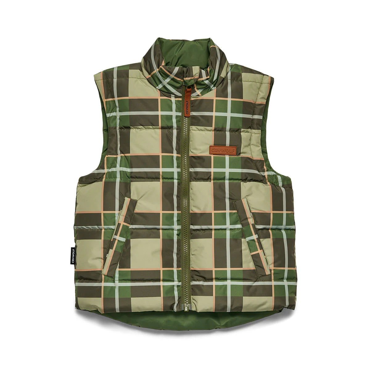 Crywolf Reversible Puffer Eco Vest - Field Plaid